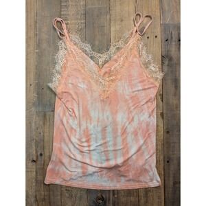 POL Clothing Cami Tank Womens Size S Tie Dye Lace Trim Boho Colorful SMT1179 NWT